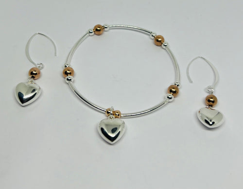 Sterling silver and Rose gold vermeil chunky heart set