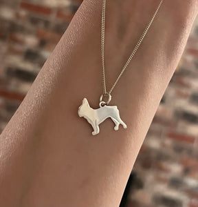 Sterling silver French bulldog necklace