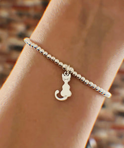 Classic Sterling Silver Bracelet with Cat Charm