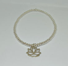 Sterling silver classic bracelet with Lotus Flower charm