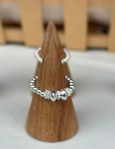 Sterling silver 2 bead statement ring