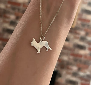 Sterling silver French bulldog necklace