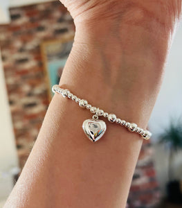 Chunky spacer bracelet with 5mm spacer beads and Chunky heart charm