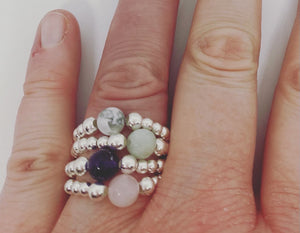 Sterling Silver and Howlite Gemstone Ring